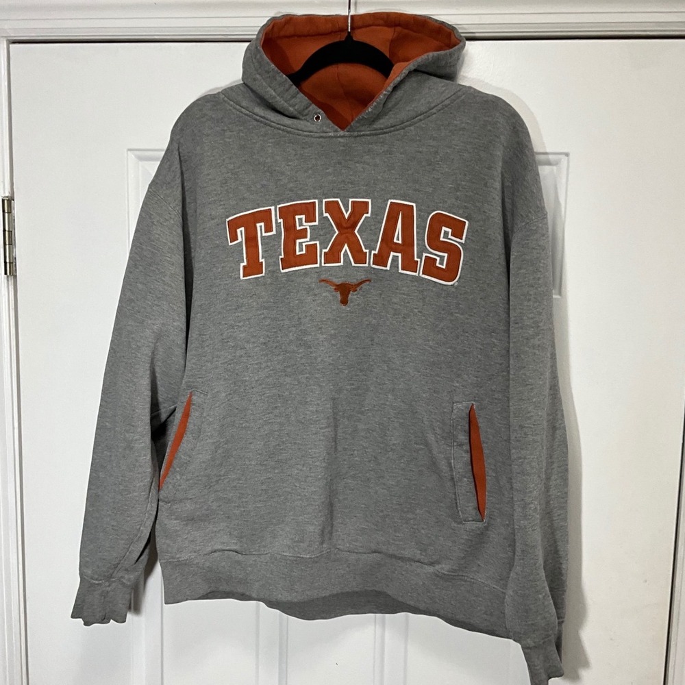 Champs Texas Longhorns Hoodie Gray Burnt Orange Pullover XL NCAA Collegiate